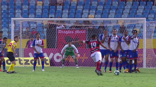 Atacante Walter cobra falta no empate por 1 a 1 entre Atlético e Bahia, no Olímpico, pela Série A 2017