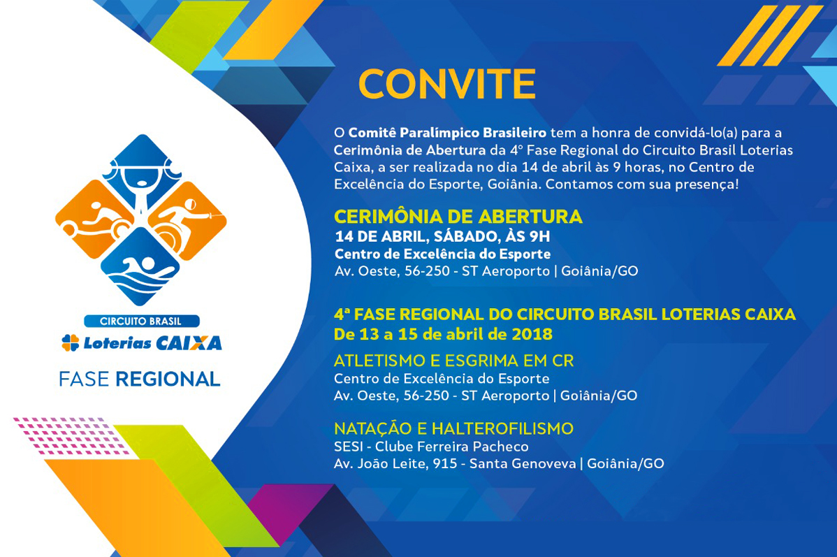 Convite para evento paralimpico no Centro de Excelência - Abrio, 2018
