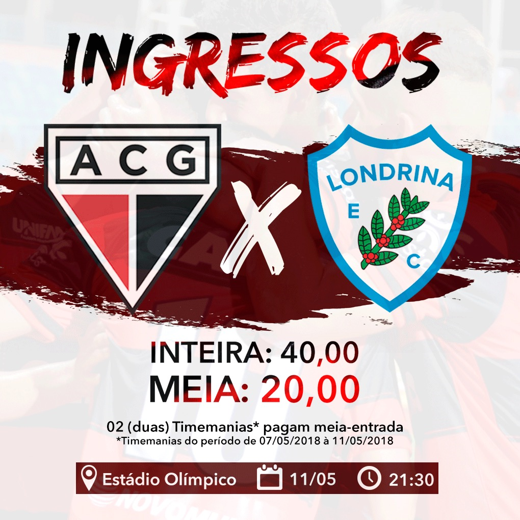 Folder ingressos Atlético x Londrina - Olímpico - 11-5-2018 - Brasileiro Série B